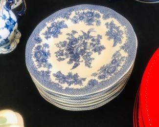 Stack of 8" blue & white plates $2 eacdh
