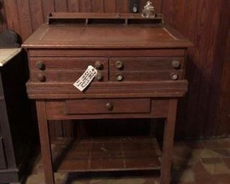 This is 2 separate pieces. Bottom table has a drawer.  Crystal inkwell included. Only $125 on Sunday!