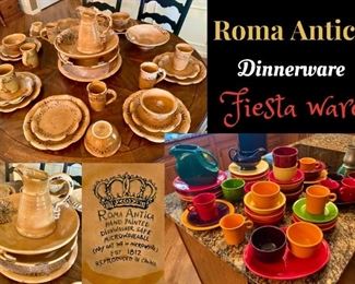 Fiesta ware, table tops unlimited Roma Antica handpainted dinnerware set, dishes 