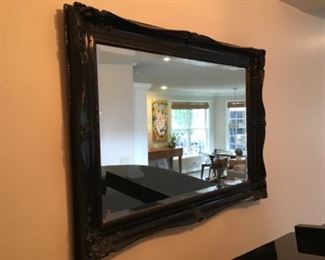Very cool heavy 45 x 32 in carved wooden mirror $190