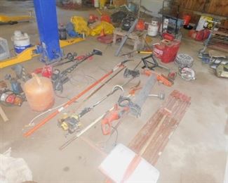 Scrap, jacks, limb trimmer, gas cans, tools