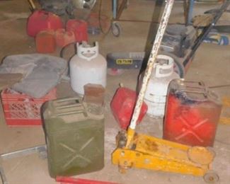 Gas cans and floor jack