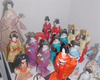 Asian Geisha dolls and porcelain figurines