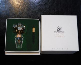 Swarovski crystal vase and flowers 