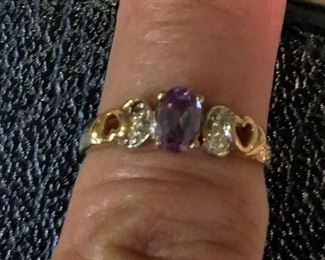 14K gold genuine Russian alexandrite with diamonds
