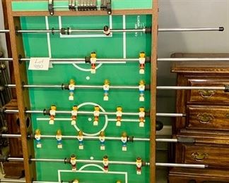 Lot 980  $175.00. Carrom Sports Foosball Table & Legs, 54" L x 29" w.   Decent Condition   May be missing balls.  Carrom is a good name for foosball tables, but we didn't have time or room to assemble and try out.  Looks to be intact.  