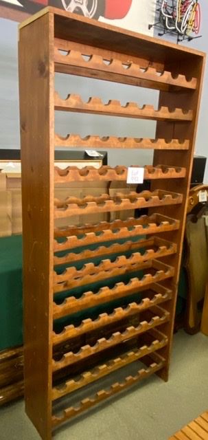Lot 992 Buy it Now $95.00  Pine Wine Rack holds 96 Bottles of Wine. Perfect for Wine Cellar or anywhere for easy access to your collection! 	77.5"T x 34" W x 11" D