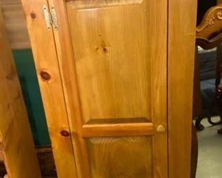 Lot 993   $175.00 Pine Cabinet with Door and 5 Shelves in Good Condition 55"T x 26" W x 14" D