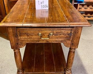 Lot 1006  Buy it Now $175.00   Vintage Ethan Allen Side Table in Rustic Style with Drawer	28" D x 22" W x 24" H