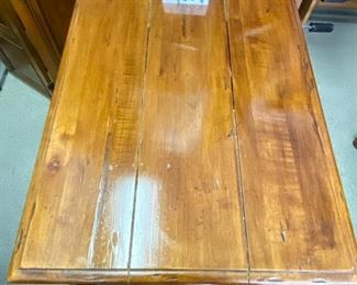 Lot 1007 Buy it Now $225.00  Vintage Ethan Allen Side Table in Rustic Style with three drawers	28"D x 22"W	 