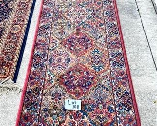 Lot 1011	Buy it Now. $250.00  Beautiful Karastan Runner. Durawool. Coral, Navy, Tan, Teal, blue. Needs a good cleaning, great colors, no obvious staining. 148" l x 30" w