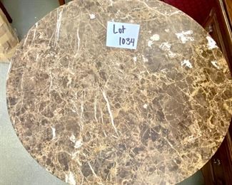 Lot 1034 Buy it Now $195.00  Marble topped Round Side/Drum Table with Open Shelves on all sides, Stunning Marble top (1.25" Thick). 28" Diameter  and 28" Tall