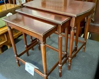 Lot 1037 Buy it Now $120.00 Antique Set of 3 Nesting Tables in Fair Condition 24" W X 15" D x 22" T, 19" W x 13.5" D x 21" T, 16" W x 13.5" D x 20.5" T