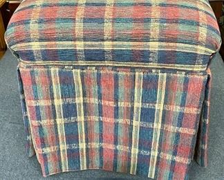 Lot 1038 Buy it Now $85.00 Plaid Hassock/Stool in Gold, Black, Red and Green with Casters 18" Square x 19" T
