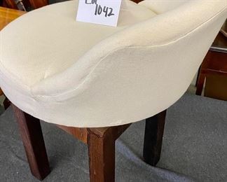 Lot 1042 Buy it Now $45.00 Upholstered Vanity Swivel Chair with White Canvas Seat	26" T x 18" W x 20" D