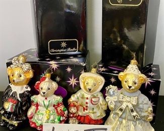 Lot 1055. Buy it Now $120.00  Set of 4 Christopher Radko Bear Ornaments. Lot includes Santa's Workshop Muffy, Portrait in Black and White, Muffy Snowflake, and All Spruced Up Muffy