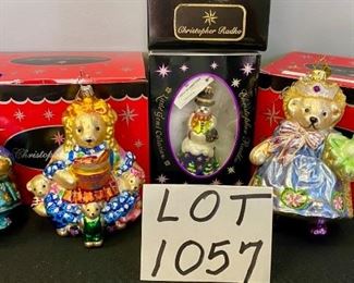 Lot 1057.  Buy it Now $80.00 Set of 4 Christopher Radko Ornaments. Lot includes Muffilocks and the 3 Bears, Picking Posies Muffy, Princess Muffy and the Polliwog, and Petite Snowbell. 