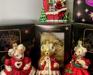 Lot 1058    Buy it Now $80.00  Set of 4 Christopher Radko Ornaments. Lot includes Claus Encounter, Grand Vander Ball Muffy, Pickin Poinsettias Muffy, and Messenger of Love Muffy.