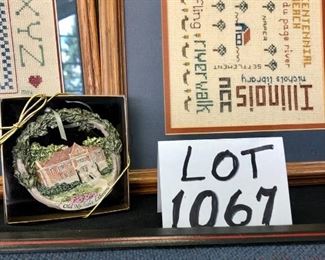 Lot 1067.Buy it Now $38.00  3 needlepoint and one old Nichols Library ornament. Own a piece of Naperville History! 