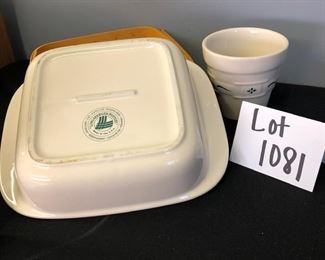 Lot 1081 Buy it Now  $75.00   Longaberger Baking Dish w/Basket (8x8x2") and Small Planting Pot" $75. Good Deal