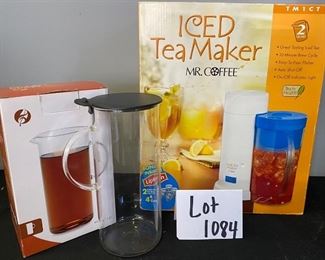 Lot 1084 Buy it Now $28.00  Mr. Coffee Iced Tea Maker, new in box and Adagio Teas Co. Glass Pitcher 40 oz Nice Lines!   