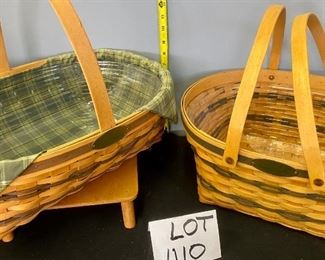 Lot 1110. Buy it Now $60.00.   Longaberger Traditions Collection. Community Basket 1996, Hospitality Basket 1998 both baskets with liners.  16"x13"x7"-- Hospitality, 14:x18"5" -- Community. STAND NOT INCLUDED.  