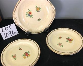 Lot 1096. Buy it Now $$30.00  Set of 6 sweet Bassett Porcelain England Plates and 1 platter. Look quite old, could be antique. Flower and gold details.  Crackling. 