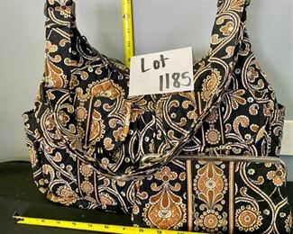 Lot 1185. Large Vera Bradley tote & a snap top clutch/wallet Brown Paisley. Like new!  $50