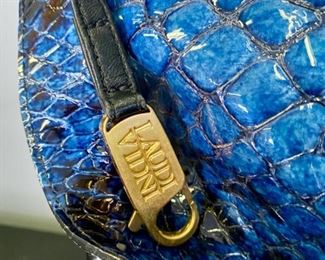 Lot 1187.  Laudi Vidni Leather Goods "Snake Skin" in BlueLeather Handbag 14 x 11.  $28