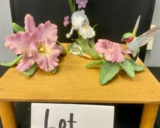Lot 1226.  Lenox  Hummingbird, Cattleya Orchid, Iris fine bone china.  Stand not included.   $48