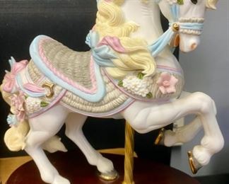 Lot 1227. Lenox Cherished Moments Mother & Baby, Lenox Mother & Child, Unbranded Porcelain Carousel Horse. $45