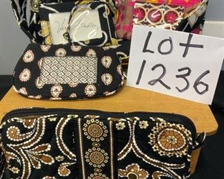 Lot 1236.  Vera Bradley 5 items, 3 id pouches, 1 wristlet, 1 small handbag -- All like new. $50
