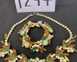 Lot 1294. $45.00 Beautiful Rhinestone necklace & Bracelet (Green, Brown & Clear) Unbranded. So so cool! 