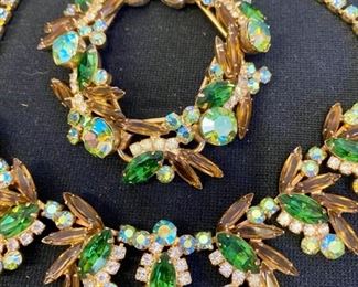 Lot 1294. Beautiful Rhinestone necklace & Bracelet (Green, Brown & Clear) Unbranded. So so cool! $45