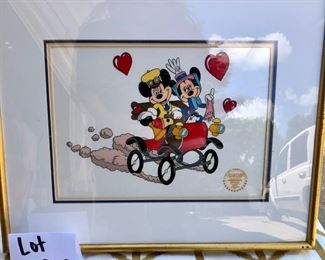 Lot 1203. Limited Edition Disney serigraph cel "Sunday Drive". Outer frame: 21-1/4" x 17-1/4"; Inner: 13-1/4" x 9-1/4". $70