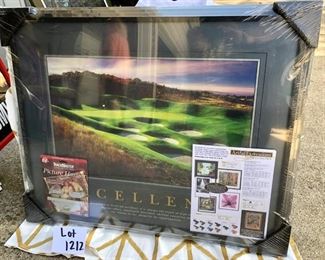 Lot 1212.  Successories "Excellence" golf course print matted and framed. New-still in original wrapping. Outer frame: 32-1/2" x 26-1/2". $40