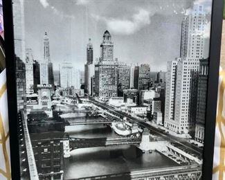 Lot 1218. Chicago River 1930 print in a frame. 25.5" x 33.5". From ZGallerie.   $95