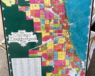 Lot 1219. Vintage Chicago neighborhood map in a lightweight frame. We all love this one! 26-1/2" x 37"   $50