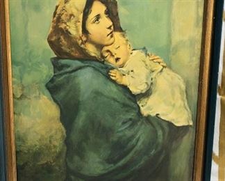 Lot 1222. Framed Madonna (Mother with a Child) print. 18" x 23". $40