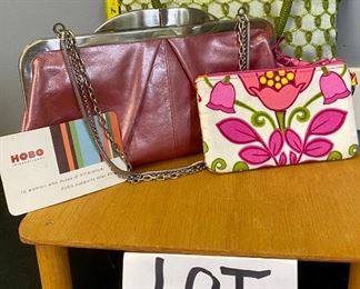 Lot 1284 $42.00  1 Bijoux Terner Green Beaded Evening Bag cute, Hobo Evening Bag Pink Leather, 1 Vera Bradley Coin Purse/ID Holder. $42