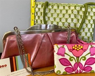 Lot 1284 $42.00 1 Bijoux Terner Green Beaded Evening Bag cute, Hobo Evening Bag Pink Leather, 1 Vera Bradley Coin Purse/ID Holder. $42