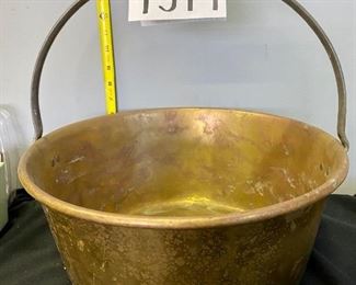 Lot 1314. Brass pail (bucket) 14" diameter, 6.25" deep. $50. Good Looking 