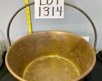 Lot 1314. Brass pail (bucket) 14" diameter, 6.25" deep. $50. Good Looking 
