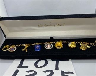 Lot 1325. $35.00. Danbury Mint Chicago Cubs Charm Bracelet, new in Box		