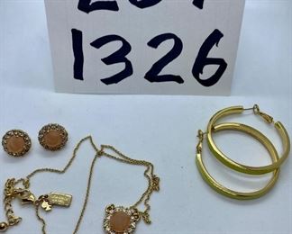 Lot 1326. $35.00. Kate Spade Jewelry Lot.  Yellow-Green Hoop Earrings, Kate Spade Necklace with Matching Earrings.  Classy!		