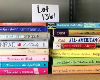 Lot 1361. $25.00. Lot of 15 Young Adult books, including titles by Cabot and Brashears.		