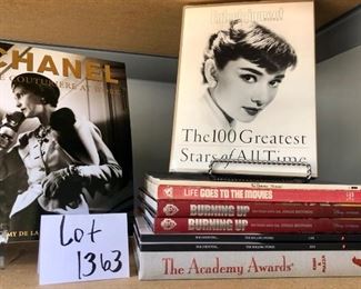 Lot 1363.  $20.00.  Lot of 9 Books Music and Screen, full of neat facts and fab pics. The academy awards book is super cool coffee table book! A couple books are doubles and make great gifts! 