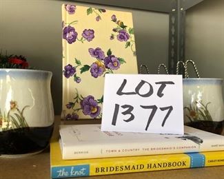 Lot 1377.  $10.00.  Great gift ideas! Lot of 2 wedding prep books plus 1 pretty journal and 2 mugs.