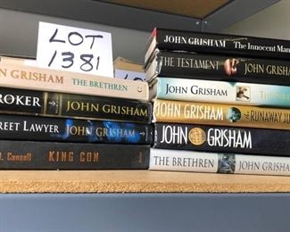Lot 1381. $17.00.  Lot of 9 books 8 by John Grisham and 1 by Stephen Cannell