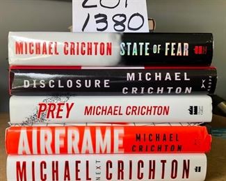 Lot 1380. $10.00.  Lot of 5 HC Novels by Michael Chrichton. 